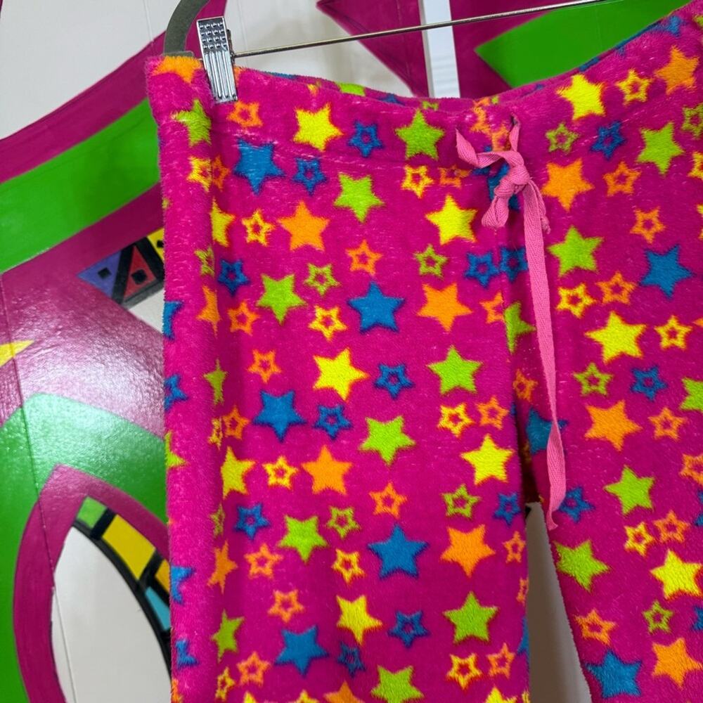 Body Candy, Colorful Star Print Fuzzy Pants. Size Medium. Good used condition! - Picture 2 of 5